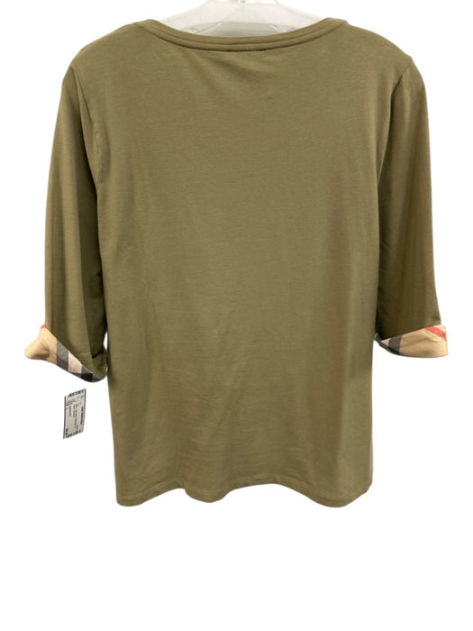 Burberry Brit Size L Khaki Cotton Blend Wide Neck 3/4 Sleeve Top Khaki / L
