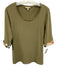 Burberry Brit Size L Khaki Cotton Blend Wide Neck 3/4 Sleeve Top Khaki / L