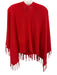Claudia Nichole Red Cashmere Fringe Knit Poncho Red / One Size