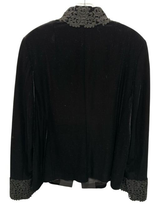 Akris Size 14 Black Polyester Blend Velvet Embroidered stand collar Jacket Black / 14