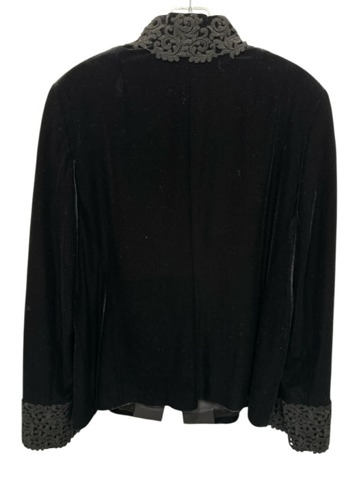Akris Size 14 Black Polyester Blend Velvet Embroidered stand collar Jacket Black / 14