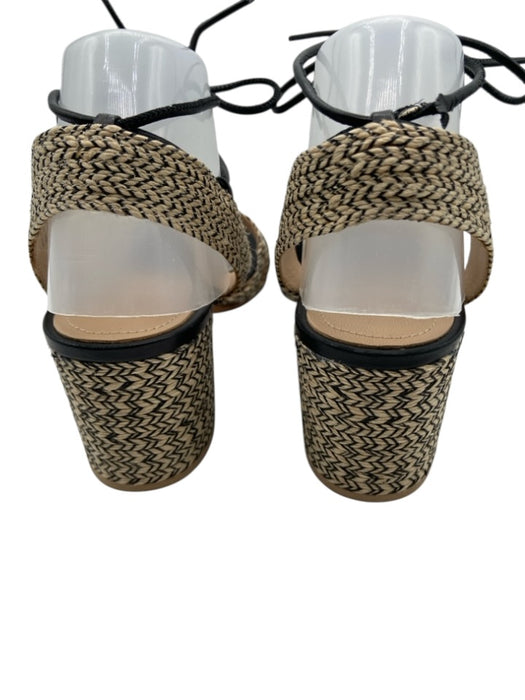 Pour la Victoire Shoe Size 9 Beige & Black Leather Lined Jute Woven Sandals Beige & Black / 9