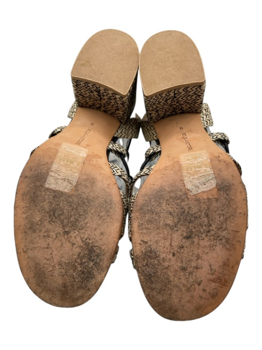 Pour la Victoire Shoe Size 9 Beige & Black Leather Lined Jute Woven Sandals Beige & Black / 9