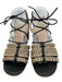 Pour la Victoire Shoe Size 9 Beige & Black Leather Lined Jute Woven Sandals Beige & Black / 9