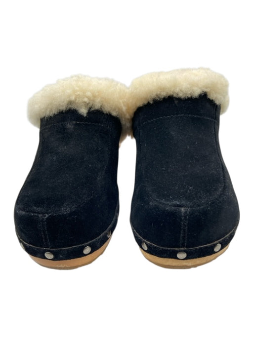 Ugg Shoe Size 10 Black & Tan Leather Suede Shearling Studded Clogs Black & Tan / 10
