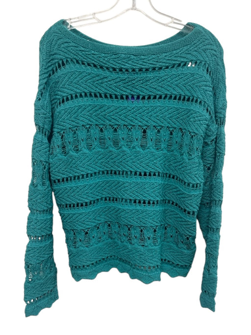Mystree Size S Green Cotton Blend Knit Long Sleeve Shorts Short Set Green / S