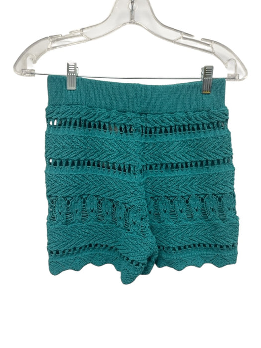 Mystree Size S Green Cotton Blend Knit Long Sleeve Shorts Short Set Green / S