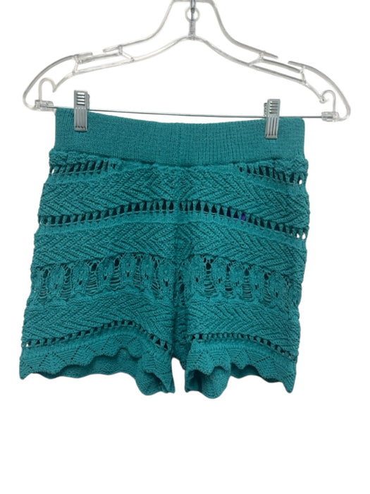 Mystree Size S Green Cotton Blend Knit Long Sleeve Shorts Short Set Green / S