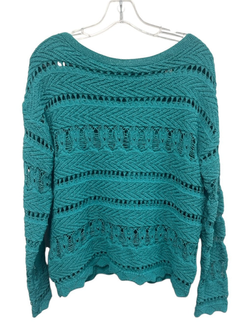 Mystree Size S Green Cotton Blend Knit Long Sleeve Shorts Short Set Green / S