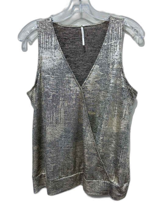 Anthropologie Size M Gold Polyester Metallic Surplice Sleeveless Top Gold / M