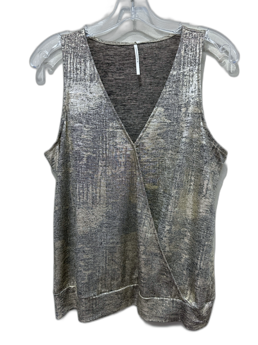 Anthropologie Size M Gold Polyester Metallic Surplice Sleeveless Top Gold / M