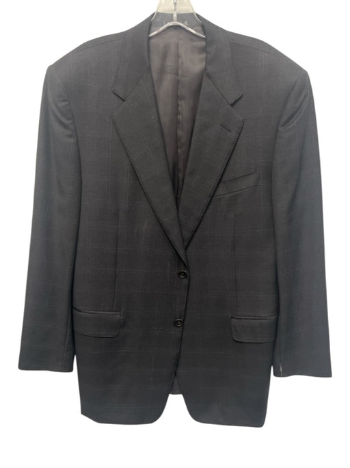 Canali Gray & Blue Wool Plaid 2 Button Men's Blazer Gray & Blue / 52R
