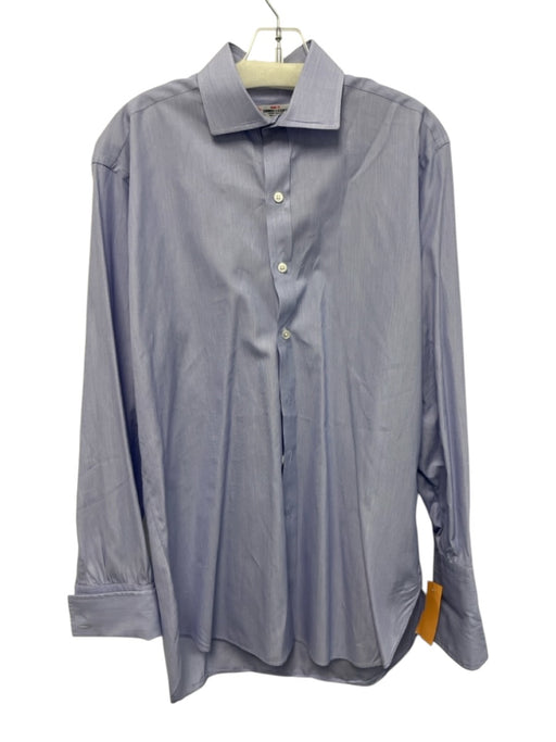 Turnbull & Asser Size est 16 Blue Cotton Solid Button Up Men's Long Sleeve Shirt Blue / est 16