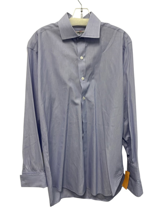 Turnbull & Asser Size est 16 Blue Cotton Solid Button Up Men's Long Sleeve Shirt Blue / est 16