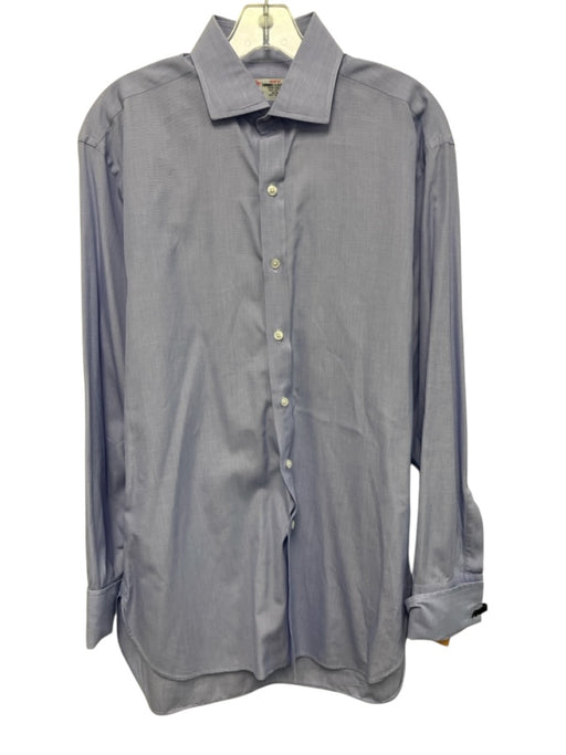 Turnbull & Asser Size est 16 Blue Cotton Solid Button Up Men's Long Sleeve Shirt Blue / est 16