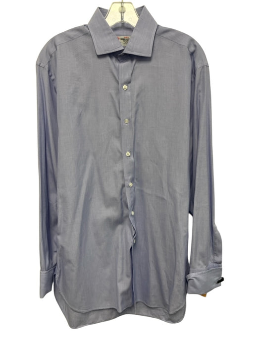 Turnbull & Asser Size est 16 Blue Cotton Solid Button Up Men's Long Sleeve Shirt Blue / est 16