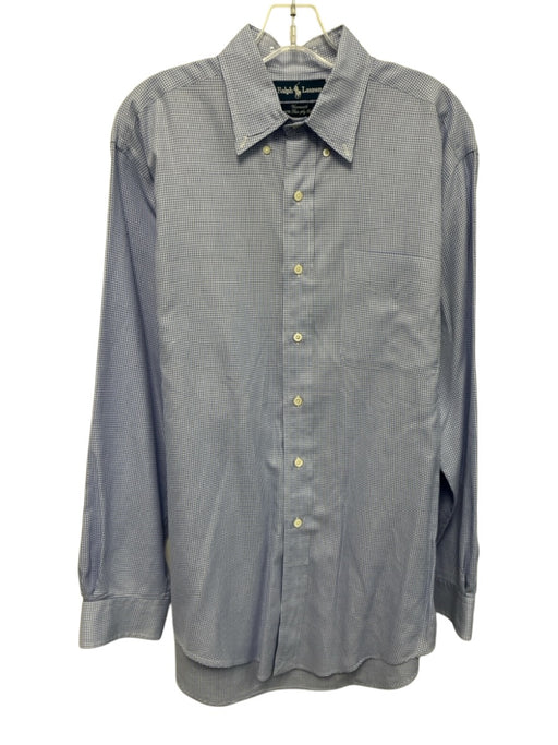 Ralph Lauren Size 15.5 Blue & White Cotton Plaid Button Up Long Sleeve Shirt Blue & White / 15.5