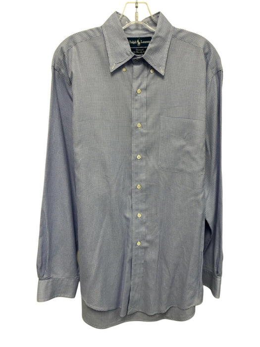 Ralph Lauren Size 15.5 Blue & White Cotton Plaid Button Up Long Sleeve Shirt Blue & White / 15.5