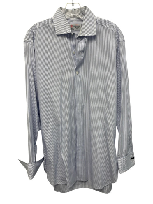Turnbull & Asser Size est 16 Blue & White Cotton Striped Men's Long Sleeve Shirt Blue & White / est 16