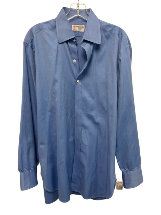 Turnbull & Asser Size Est M Blue Cotton Solid Button Up Men's Long Sleeve Shirt Blue / Est M