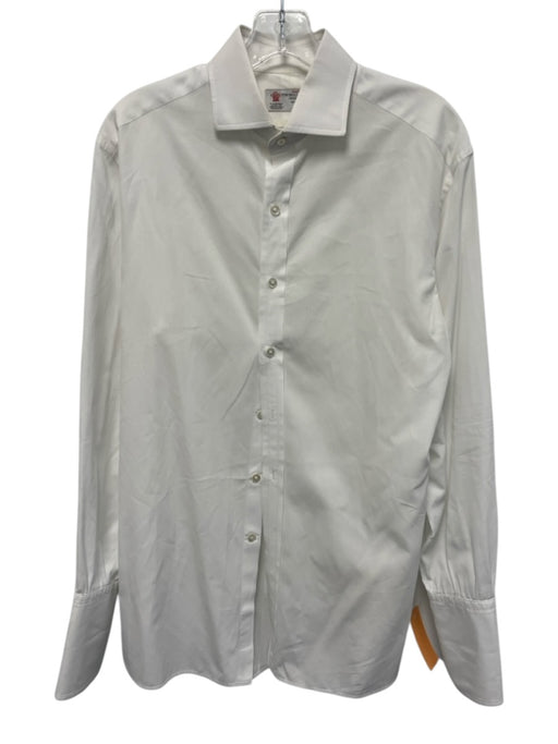 Turnbull & Asser Size est 16 White Cotton Solid French Cuff Long Sleeve Shirt White / est 16