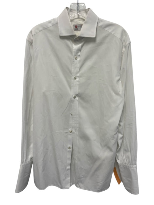 Turnbull & Asser Size est 16 White Cotton Solid French Cuff Long Sleeve Shirt White / est 16