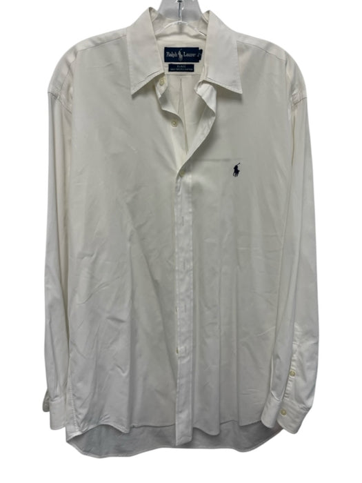Ralph Lauren Size M White Cotton Solid Button Up Button Down Long Sleeve Shirt White / M