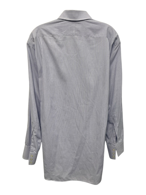 Turnbull & Asser Size est 16 White & Blue Cotton Grid Men's Long Sleeve Shirt White & Blue / est 16