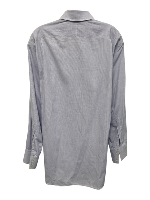 Turnbull & Asser Size est 16 White & Blue Cotton Grid Men's Long Sleeve Shirt White & Blue / est 16
