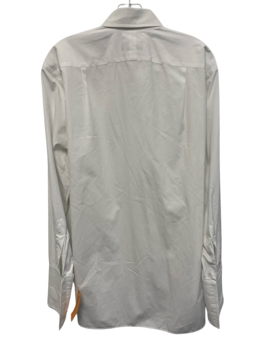 Turnbull & Asser Size Est M White Cotton Solid Button Up Men's Long Sleeve Shirt White / Est M