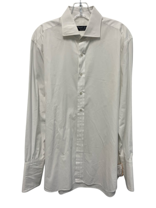 Turnbull & Asser Size Est M White Cotton Solid Button Up Men's Long Sleeve Shirt White / Est M