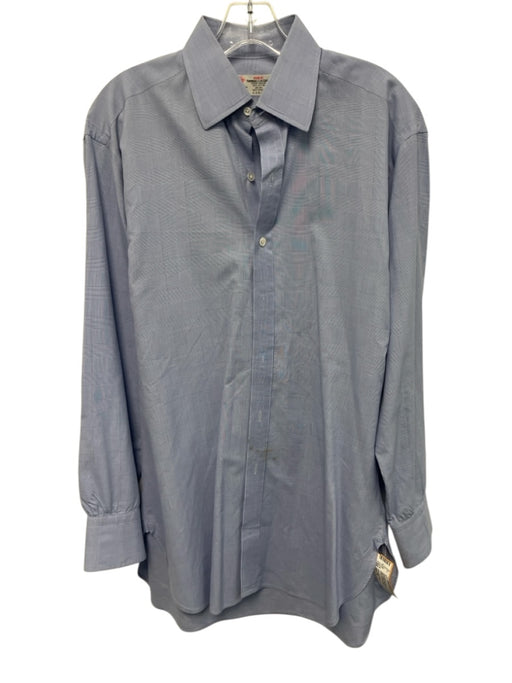 Turnbull & Asser Size est 16 Blue Cotton Plaid Button Up Men's Long Sleeve Shirt Blue / est 16