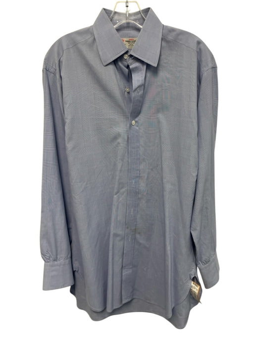 Turnbull & Asser Size est 16 Blue Cotton Plaid Button Up Men's Long Sleeve Shirt Blue / est 16