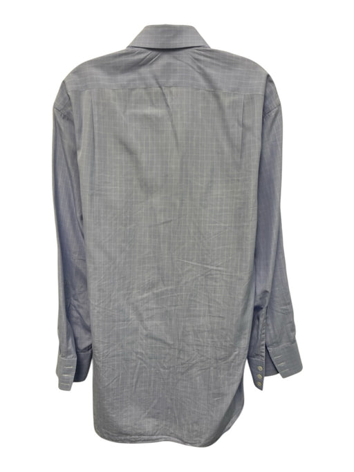 Turnbull & Asser Size est 16 Blue Cotton Grid Button Up Men's Long Sleeve Shirt Blue / est 16