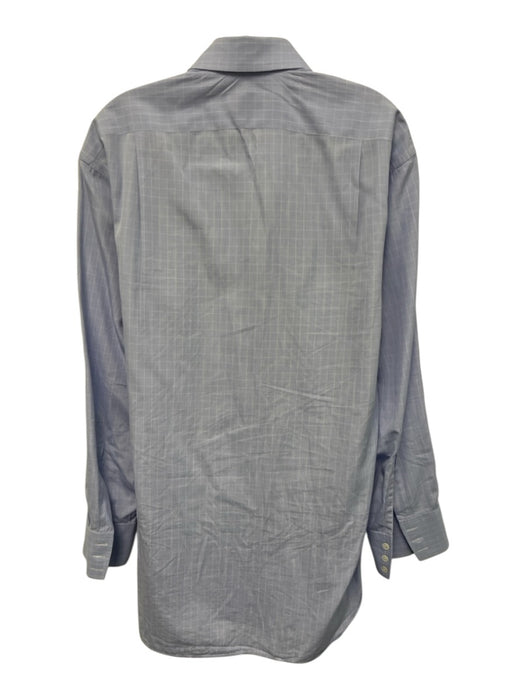 Turnbull & Asser Size est 16 Blue Cotton Grid Button Up Men's Long Sleeve Shirt Blue / est 16