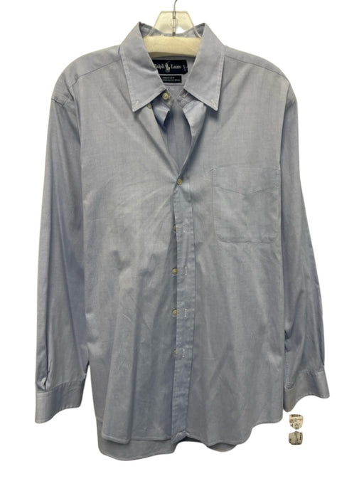 Ralph Lauren Size 16 Blue Cotton Solid Button Up Button Down Long Sleeve Shirt Blue / 16