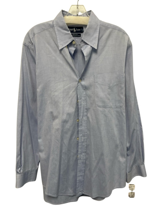 Ralph Lauren Size 16 Blue Cotton Solid Button Up Button Down Long Sleeve Shirt Blue / 16