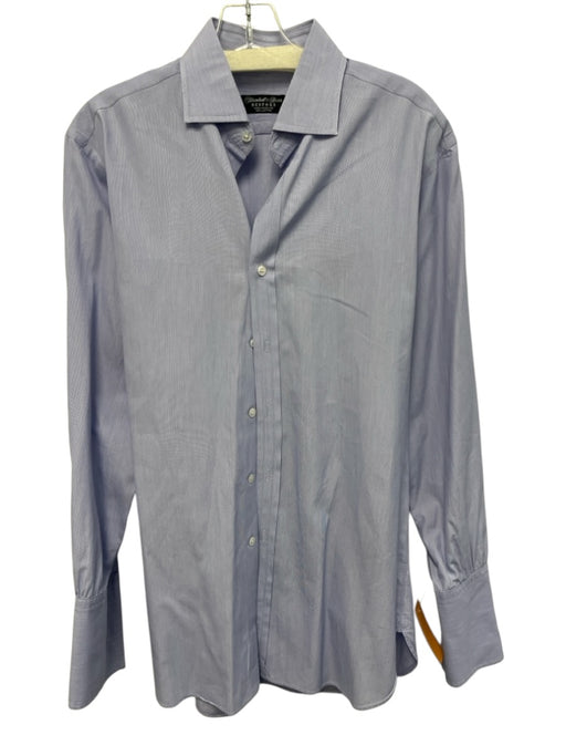 Turnbull & Asser Size est 16 Blue Cotton Striped Button Up Long Sleeve Shirt Blue / est 16
