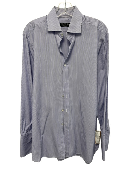 Turnbull & Asser Size est 16 Blue Cotton Striped Button Up Long Sleeve Shirt Blue / est 16