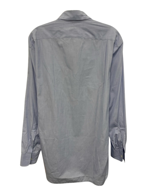 Turnbull & Asser Size Est M Blue Cotton Solid Button Up Men's Long Sleeve Shirt Blue / Est M