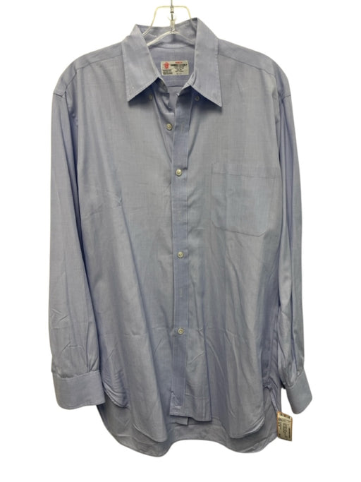 Turnbull & Asser Size Est M Blue Cotton Solid Button Up Men's Long Sleeve Shirt Blue / Est M