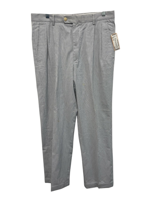Zanella Size 32 Blue & White Cotton Blend Seersucker Cuffed Dress Men's Pants Blue & White / 32