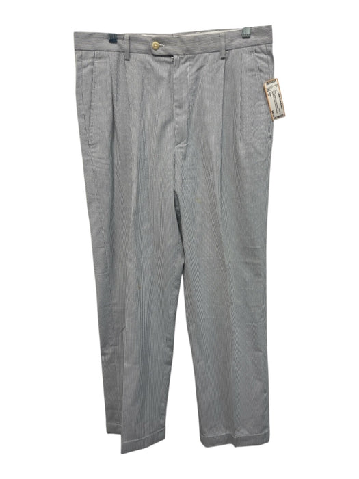 Zanella Size 32 Blue & White Cotton Blend Seersucker Cuffed Dress Men's Pants Blue & White / 32