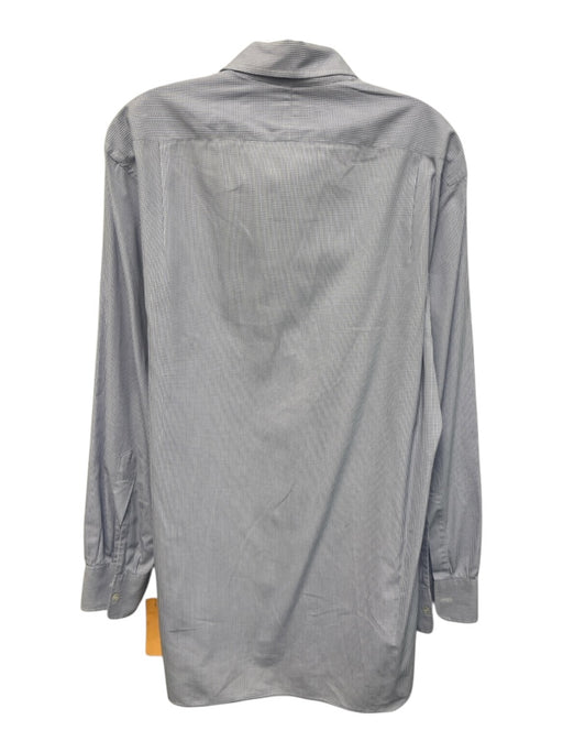 Turnbull & Asser Size est 16 White & Blue Cotton Grid Men's Long Sleeve Shirt White & Blue / est 16