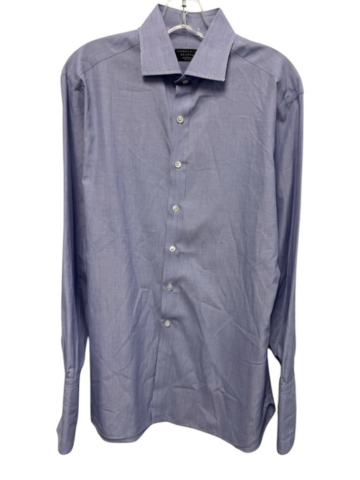 Turnbull & Asser Size est 16 Blue Cotton Solid Button Up Men's Long Sleeve Shirt Blue / est 16