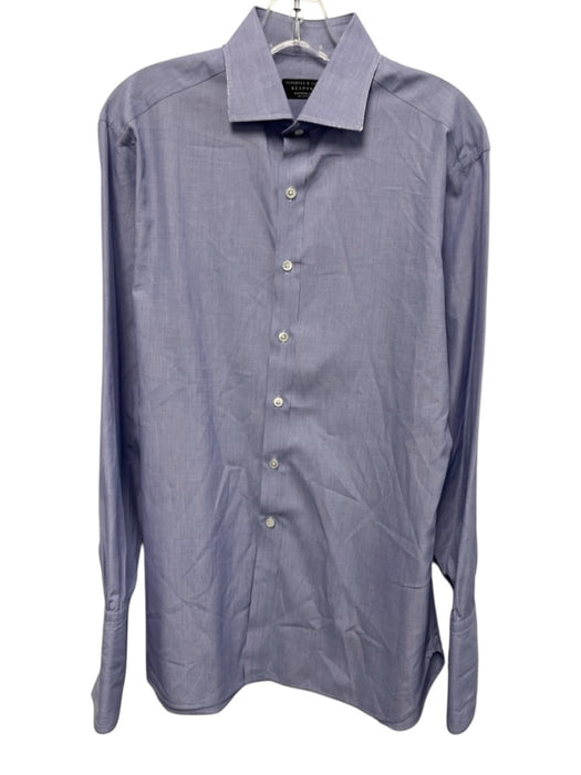 Turnbull & Asser Size est 16 Blue Cotton Solid Button Up Men's Long Sleeve Shirt Blue / est 16