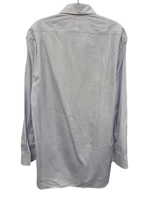 Turnbull & Asser Size est 16 White & Blue Cotton Grid Men's Long Sleeve Shirt White & Blue / est 16
