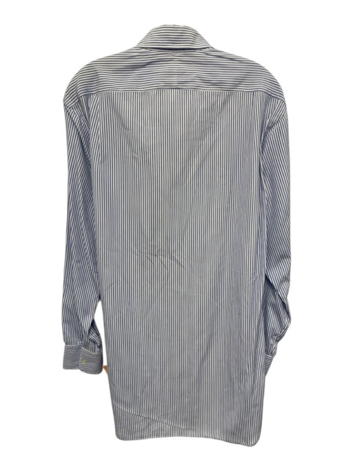 Turnbull & Asser Size Est M Blue & White Cotton Striped Men's Long Sleeve Shirt Blue & White / Est M