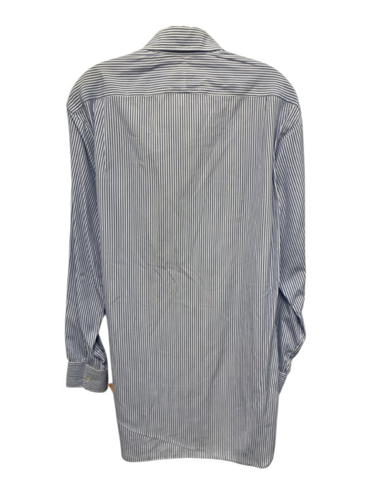 Turnbull & Asser Size Est M Blue & White Cotton Striped Men's Long Sleeve Shirt Blue & White / Est M