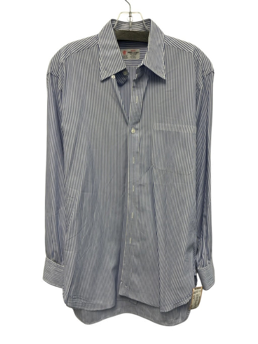 Turnbull & Asser Size Est M Blue & White Cotton Striped Men's Long Sleeve Shirt Blue & White / Est M